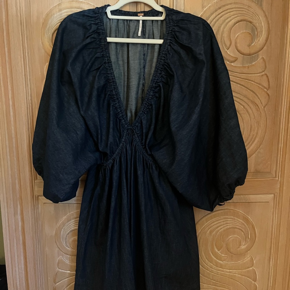 Denim Free People V-Neck Dress
